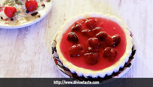 Baked Yogurt Tart with Fresh Cherry Sauce