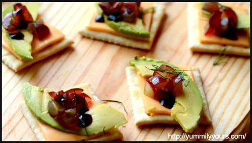 Avocado-Cheese Cracker Bruschetta by Prashanthi