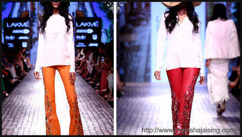 Embellished leather pants by Neeti Gadodia